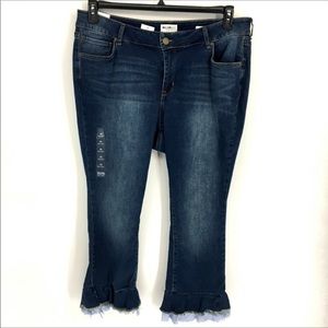 William Rast Raw Ruffle Hem Ankle Skinny Blue Jean
